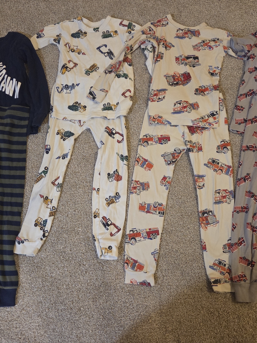 GAP Kids Vehicle Pajama Set - Cream with Red and Green Accents